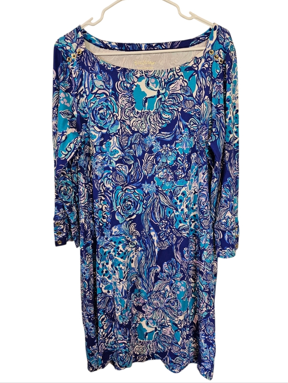 Lilly Pulitzer Sophie UPF 50 Cat Call Lion Print Boat Neck Dress